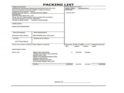 PACKING LIST IN IMPORT & EXPORT