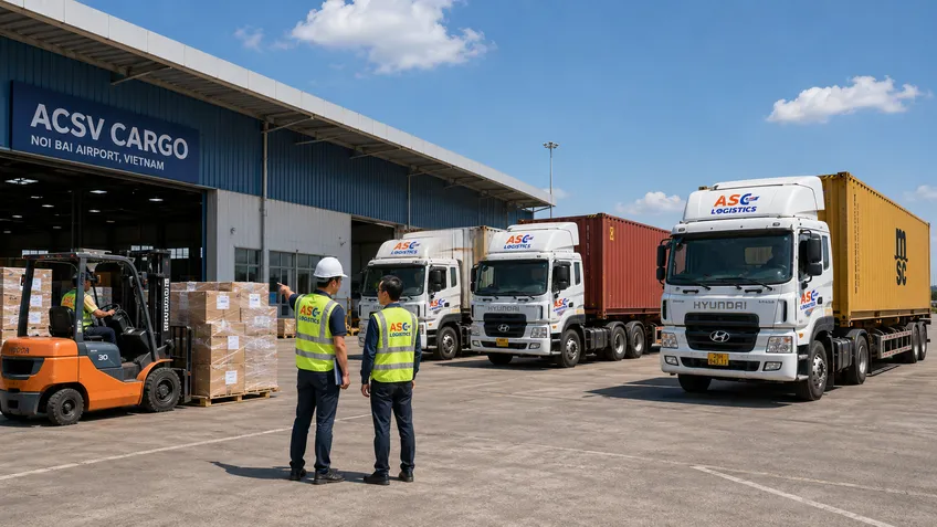 ASC Logistics - Containerized cargo transportation at Noi Bai Airport