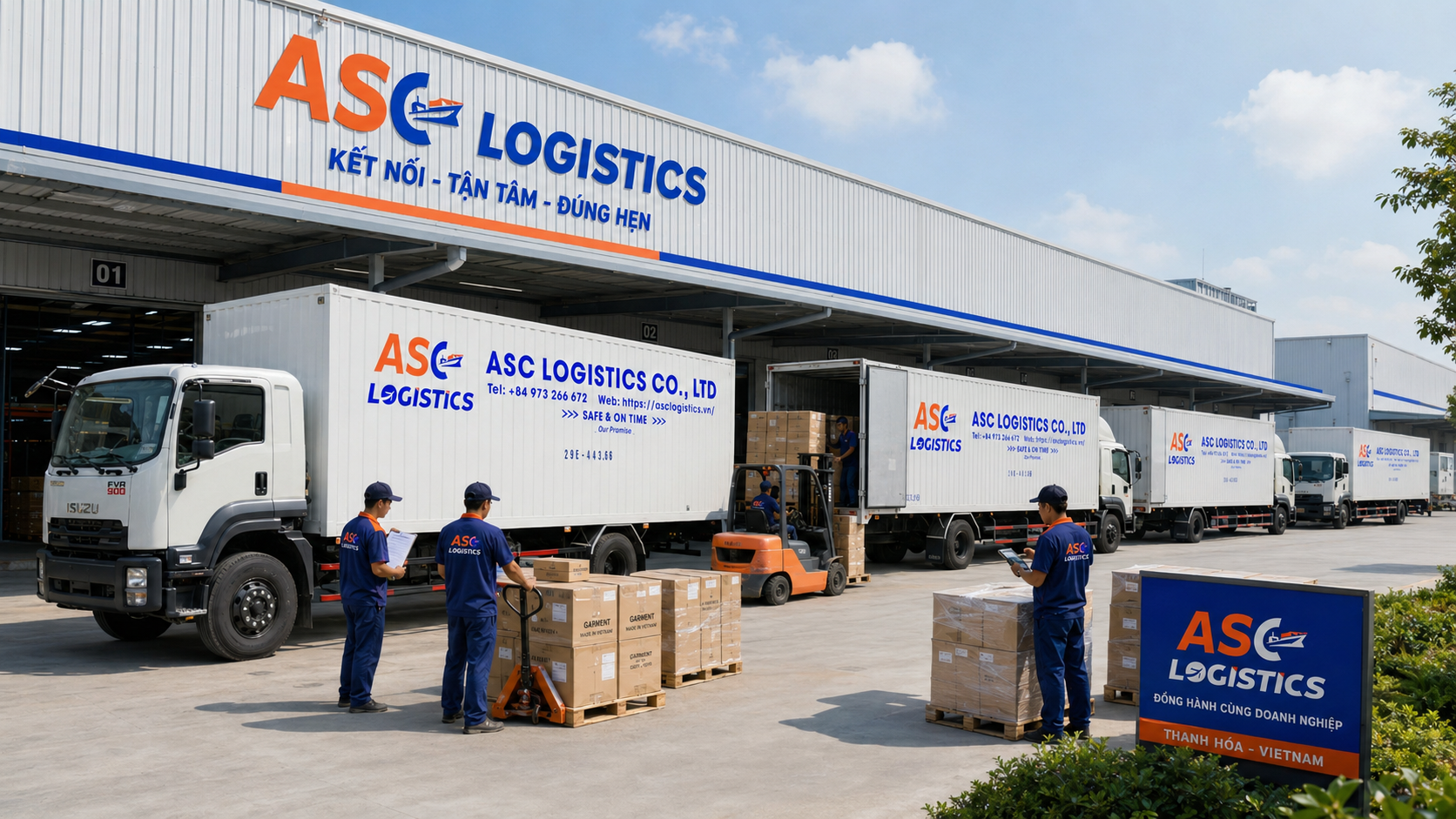 ASC Logistics vận chuyển xe tải thùng kín Thanh Hóa Nội Bài