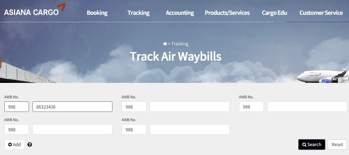 Enter the air way number to track the flight schedule