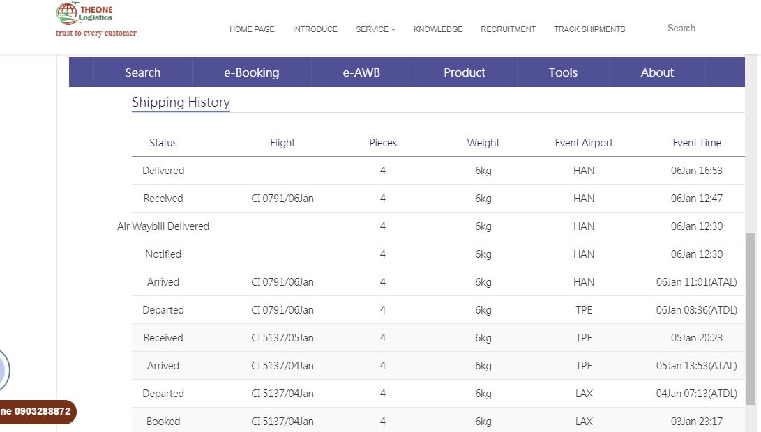 Track the flight process of import and export goods